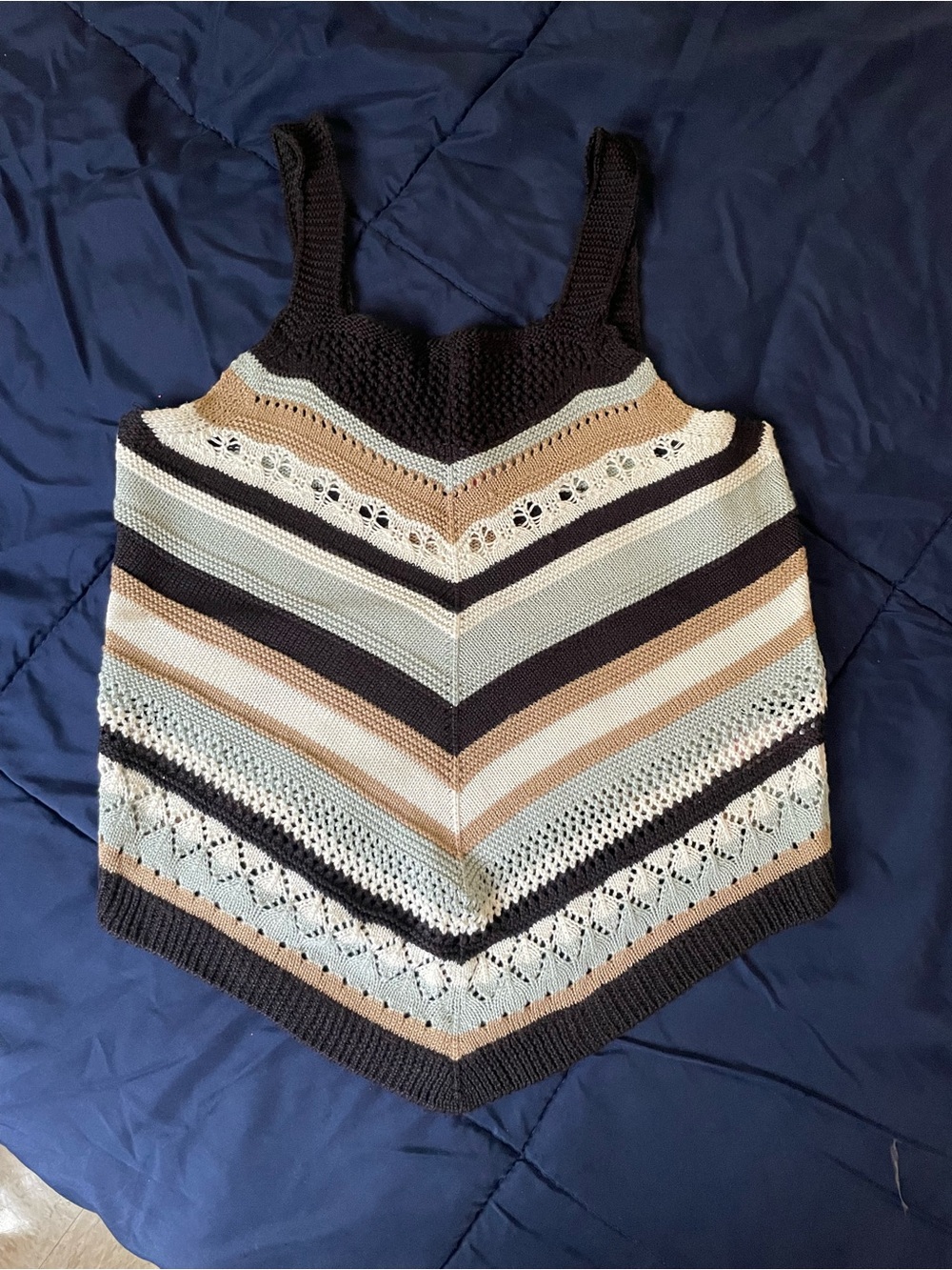 No Boundaries Striped Knit Camisole in Black, Cream & Tan